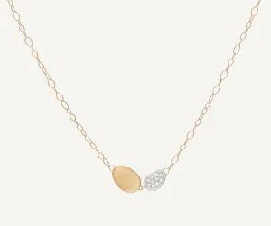 18K Yellow Gold Mini-Petal & Diamond Pendant Necklace