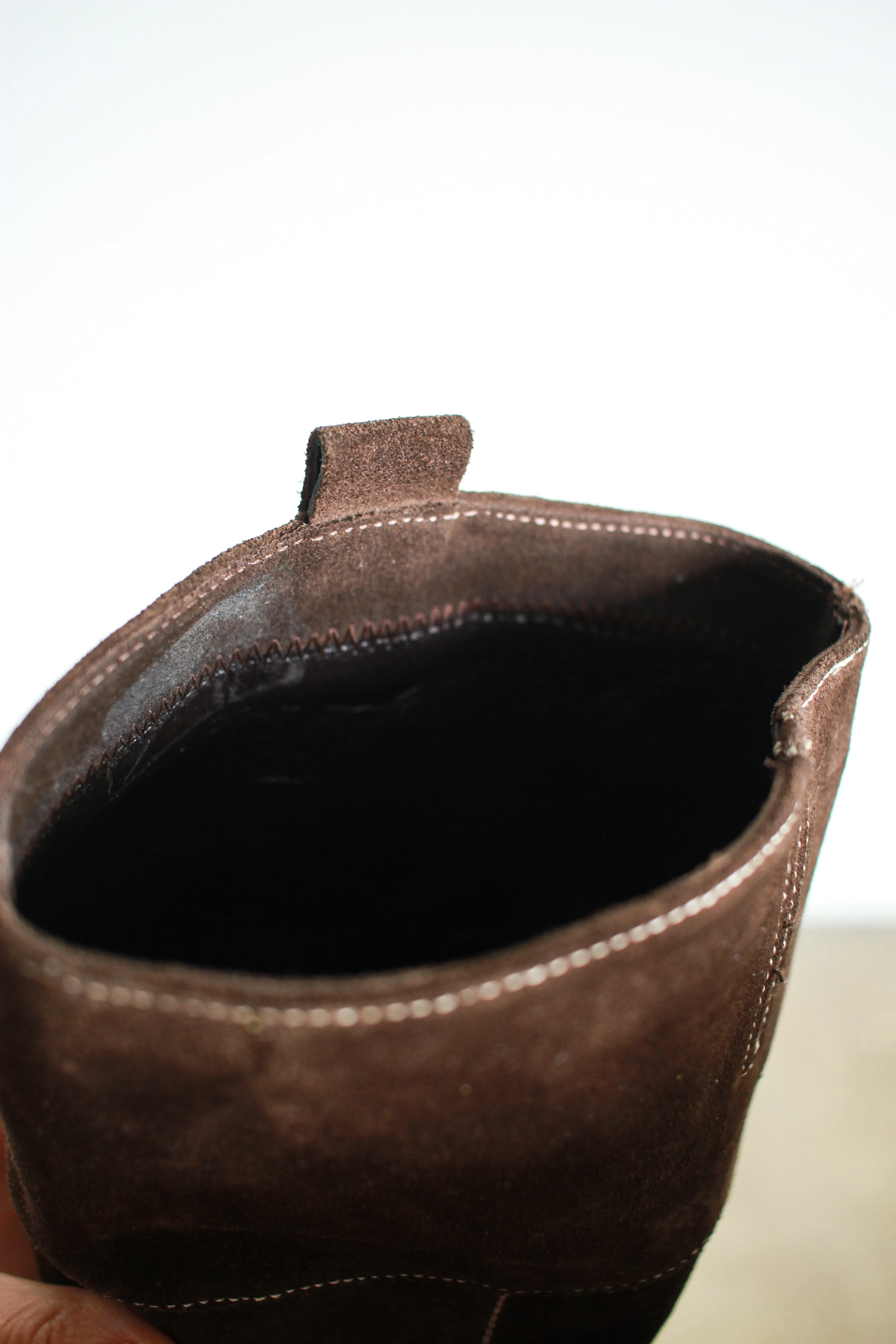 1980s Italian Suede Wester Square Toe Boots | 36