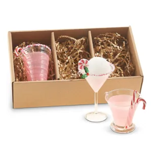 5.25" PEPPERMINT COCKTAIL ORNAMENTS - 3 STYLES