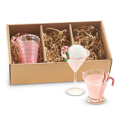 5.25" PEPPERMINT COCKTAIL ORNAMENTS - 3 STYLES