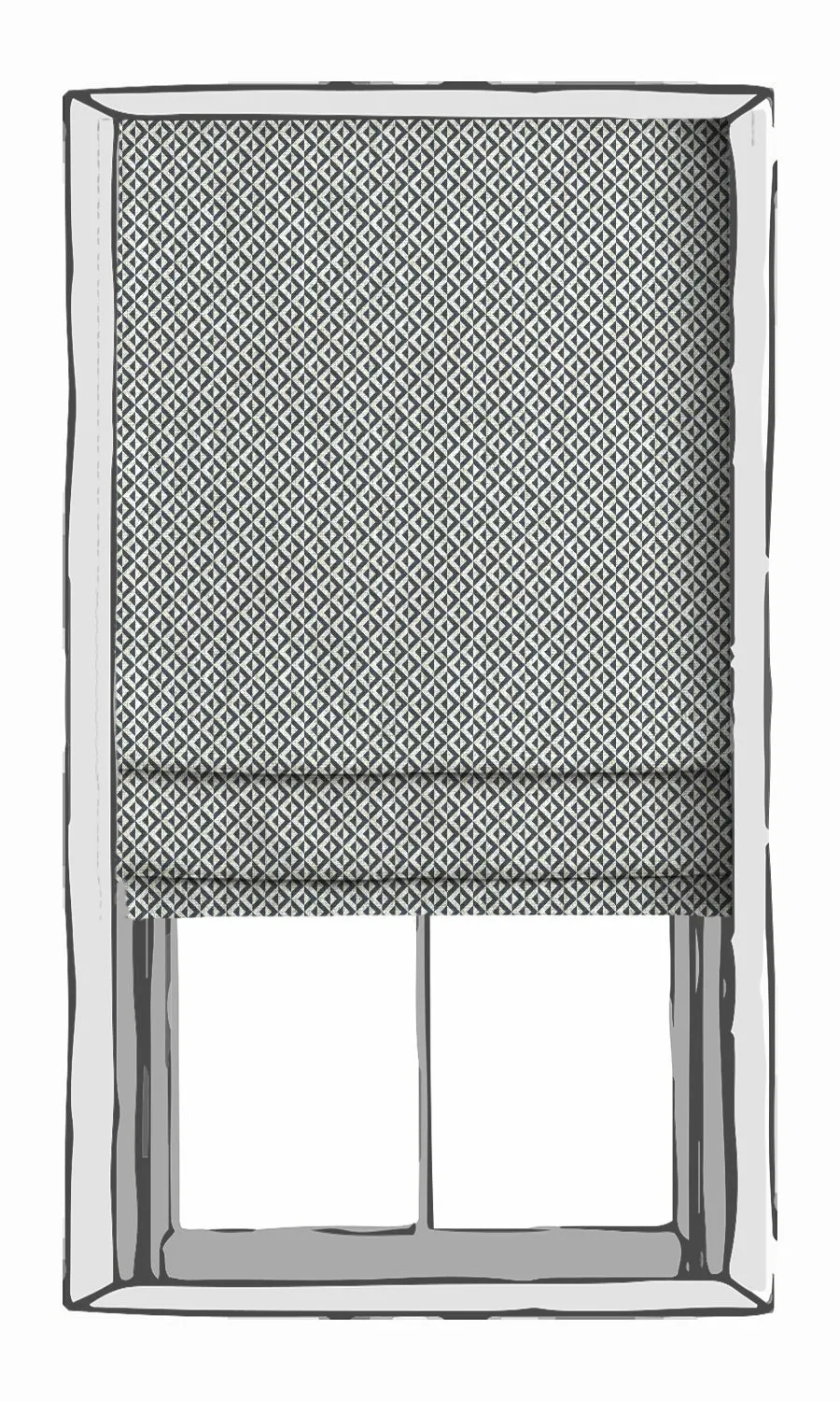 'Abstrakte' Modern Geometric Patterned Shades (Petrol Blue/ White)