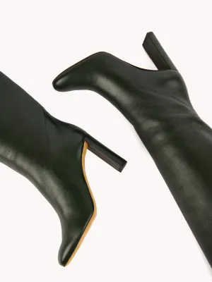 Adriana High-heel Nappa Bottle Green Leather Boots