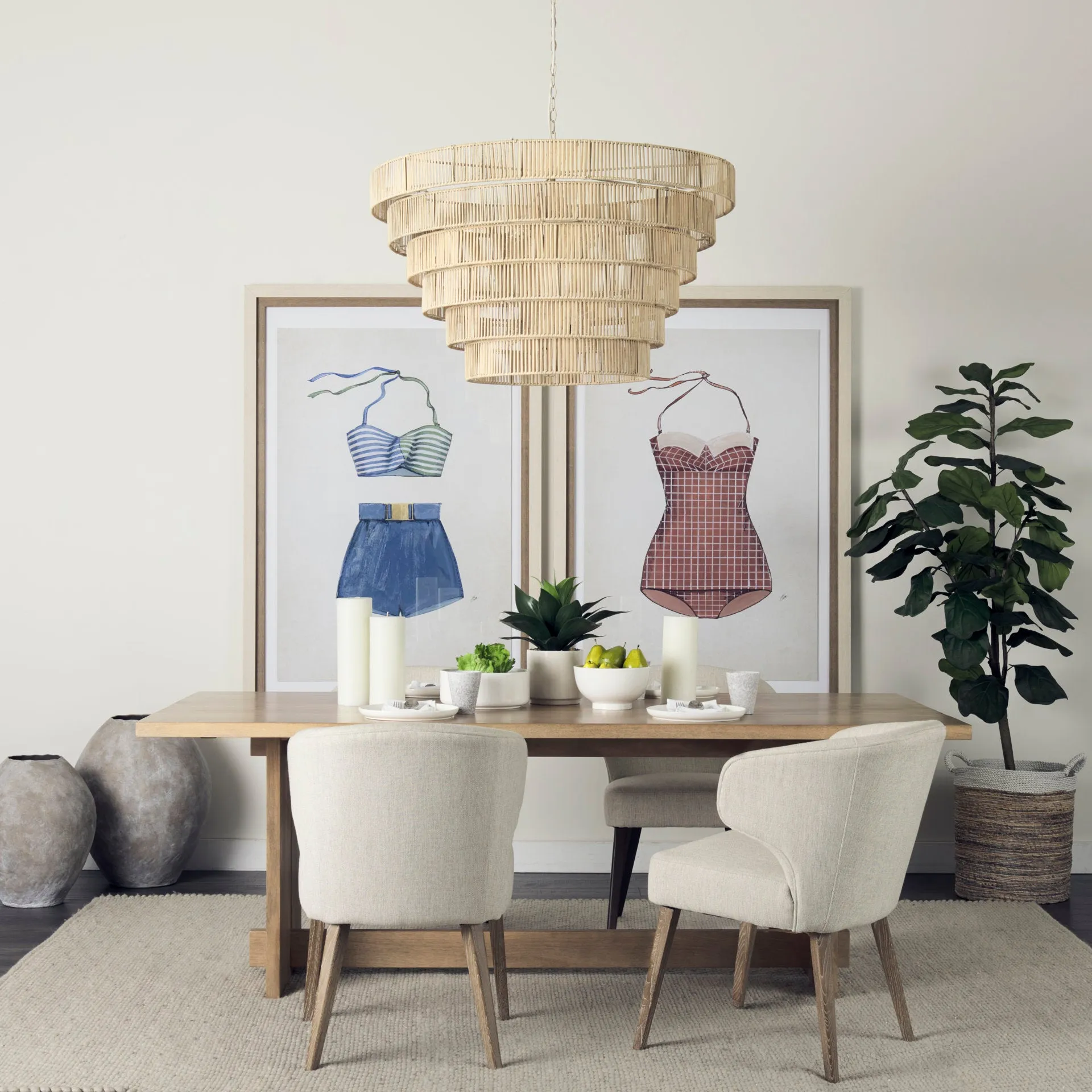 Aida Dining Table - Contemporary Mango Wood Design with Sturdy Support Beam for Modern Spaces
