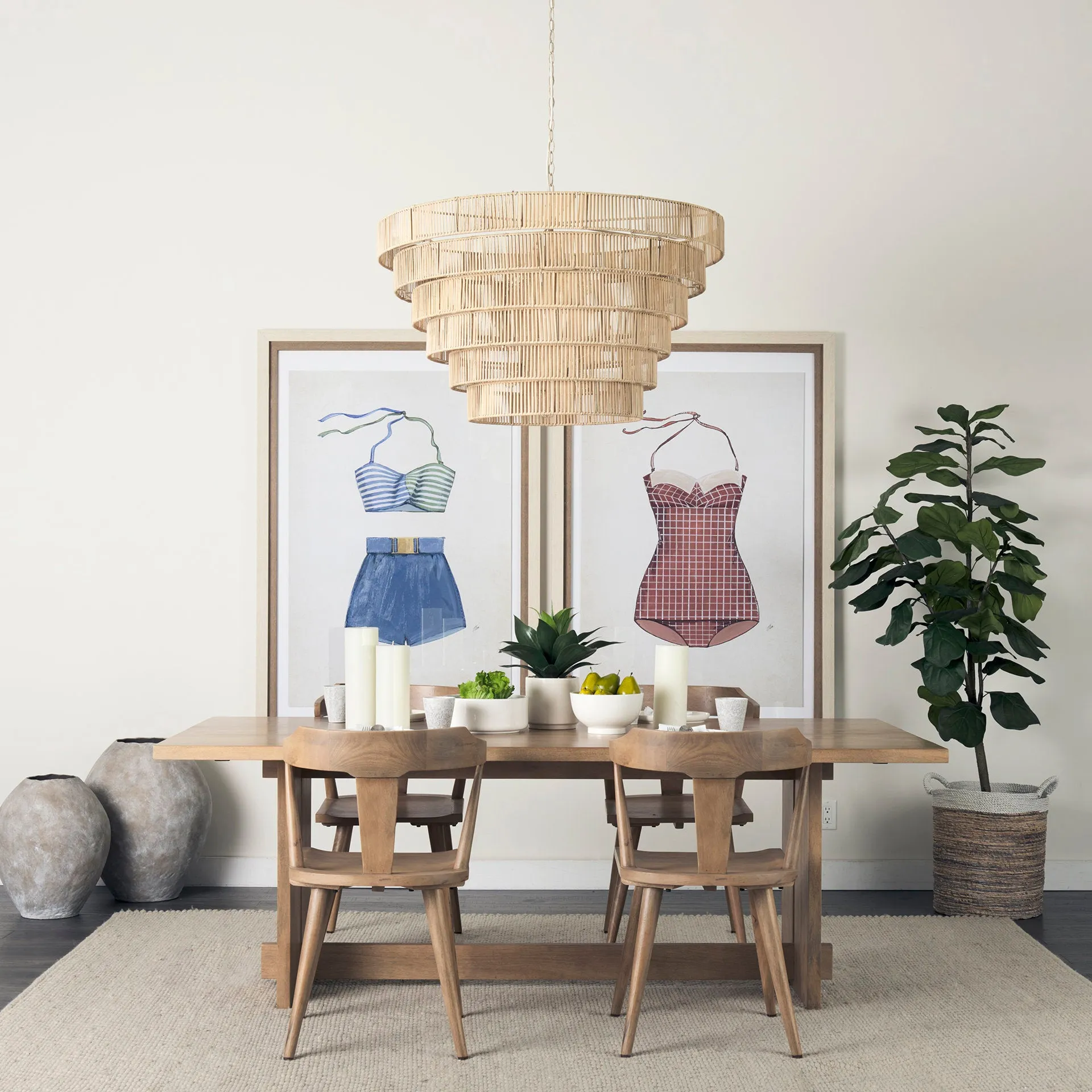 Aida Dining Table - Contemporary Mango Wood Design with Sturdy Support Beam for Modern Spaces