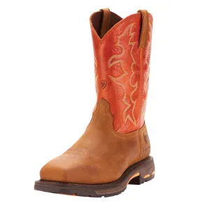 Ariat Mens Workhog Wide Square Toe Steel Toe Work Boot Dark Earth