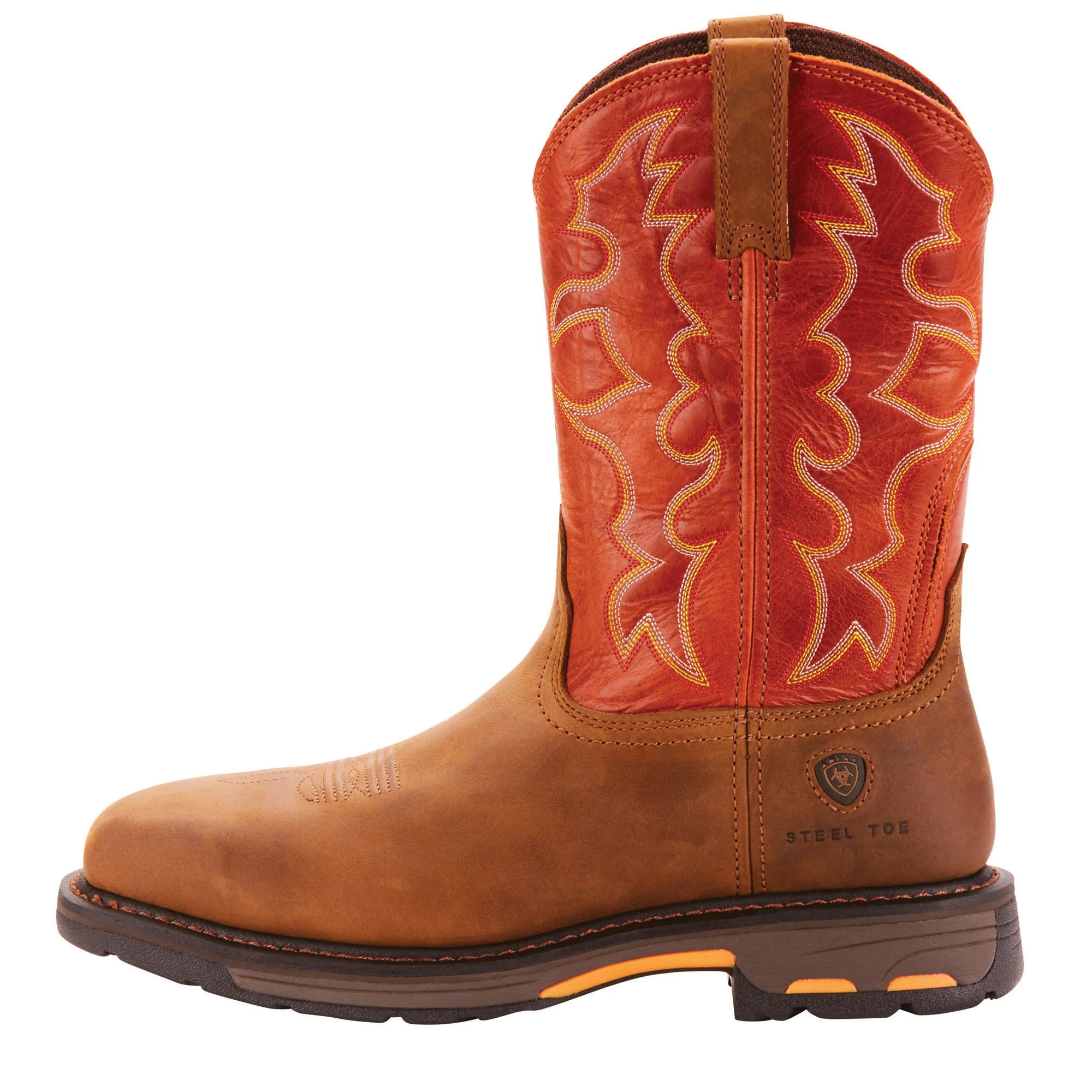 Ariat Mens Workhog Wide Square Toe Steel Toe Work Boot Dark Earth