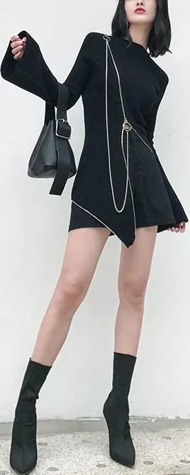 Asymmetric Zip-Embellished Sweater