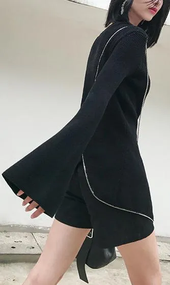 Asymmetric Zip-Embellished Sweater