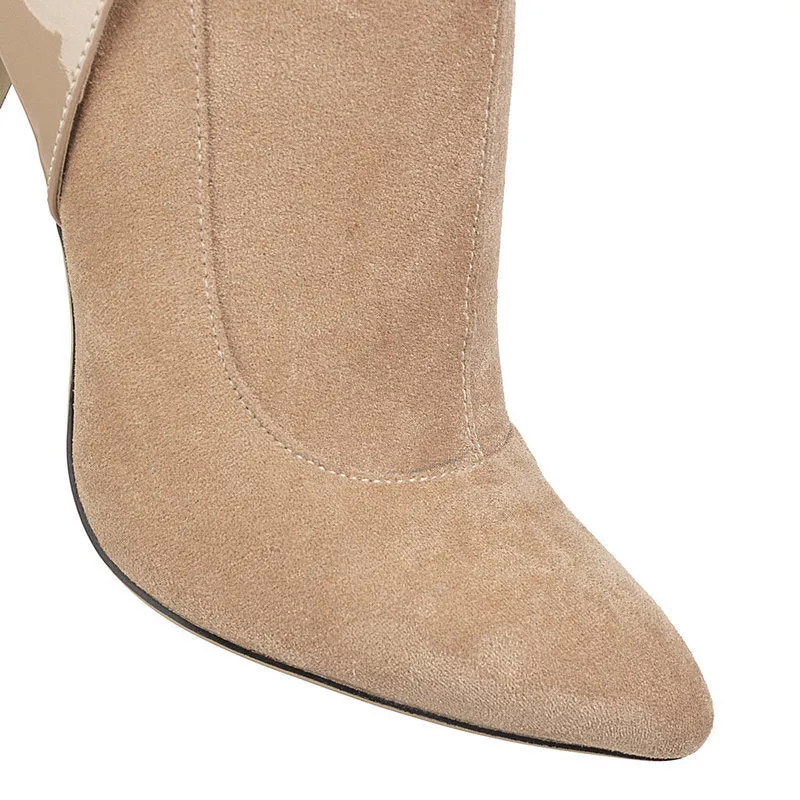 Autumn And Winter Pointed Ultra-Fine High Heel Elastic Velvet Knee High Boots