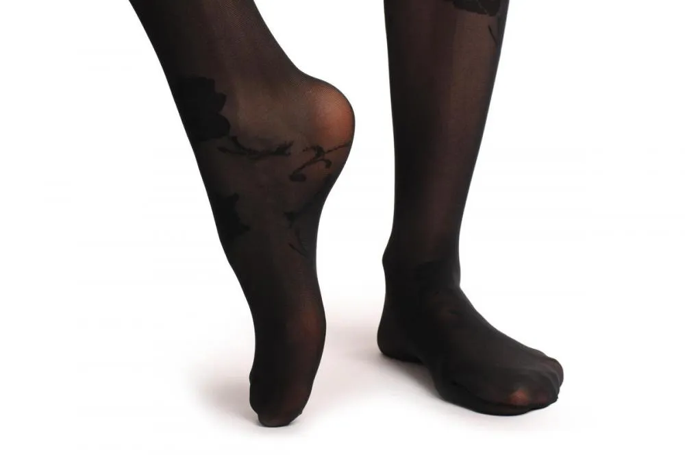 Black Sheer With Large Black Chrysanthemums Flowers