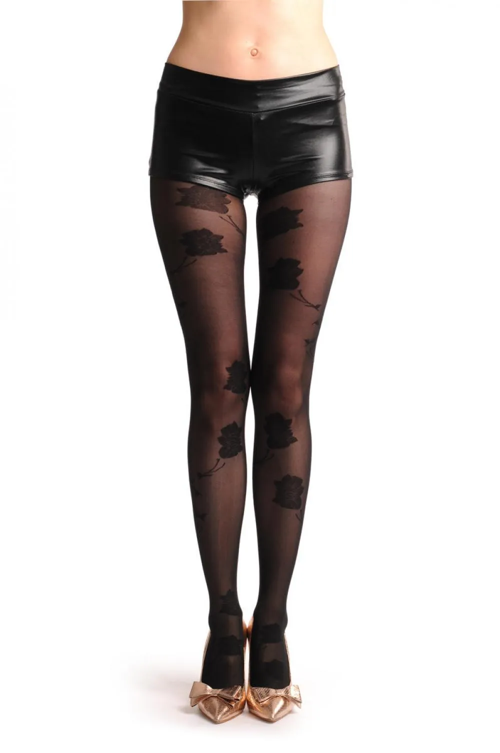 Black Sheer With Large Black Chrysanthemums Flowers