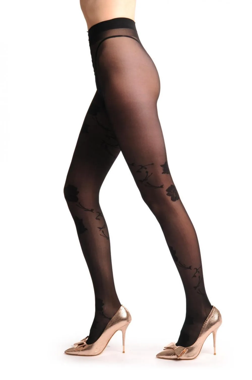 Black Sheer With Large Black Chrysanthemums Flowers
