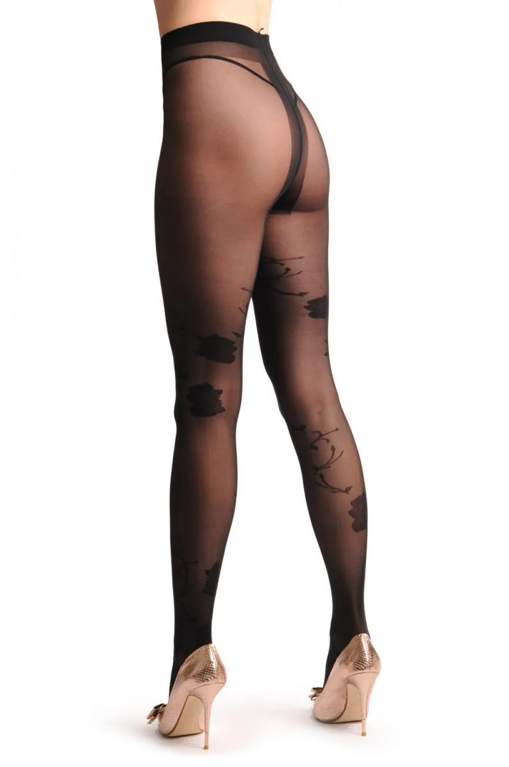 Black Sheer With Large Black Chrysanthemums Flowers