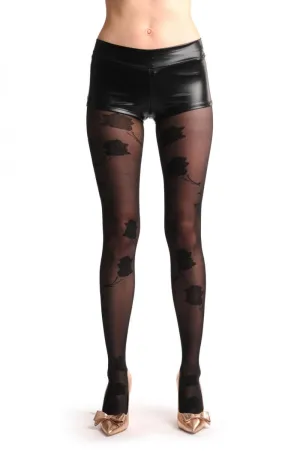 Black Sheer With Large Black Chrysanthemums Flowers