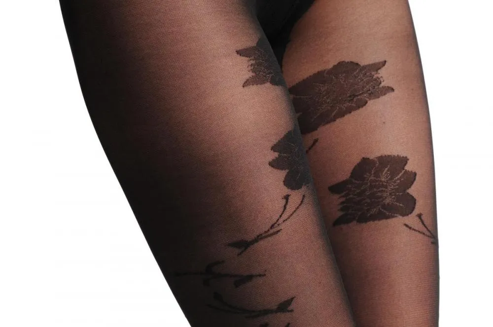 Black Sheer With Large Black Chrysanthemums Flowers