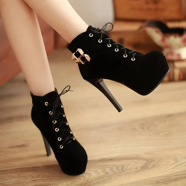 Black/Red/Brown Heels Boots AD11536