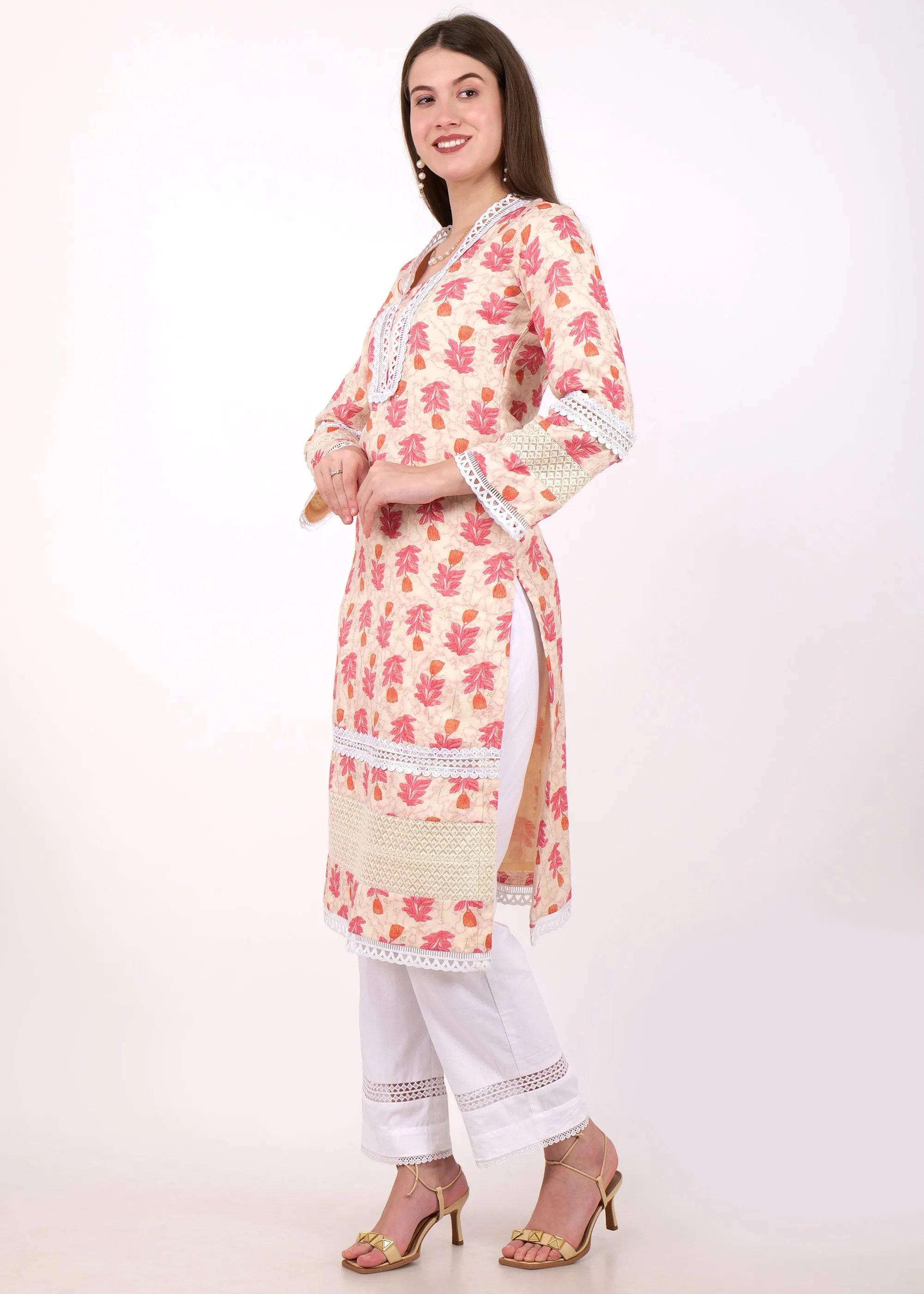 Blossom Beige Floral Kurta Set