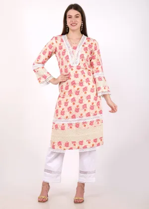 Blossom Beige Floral Kurta Set