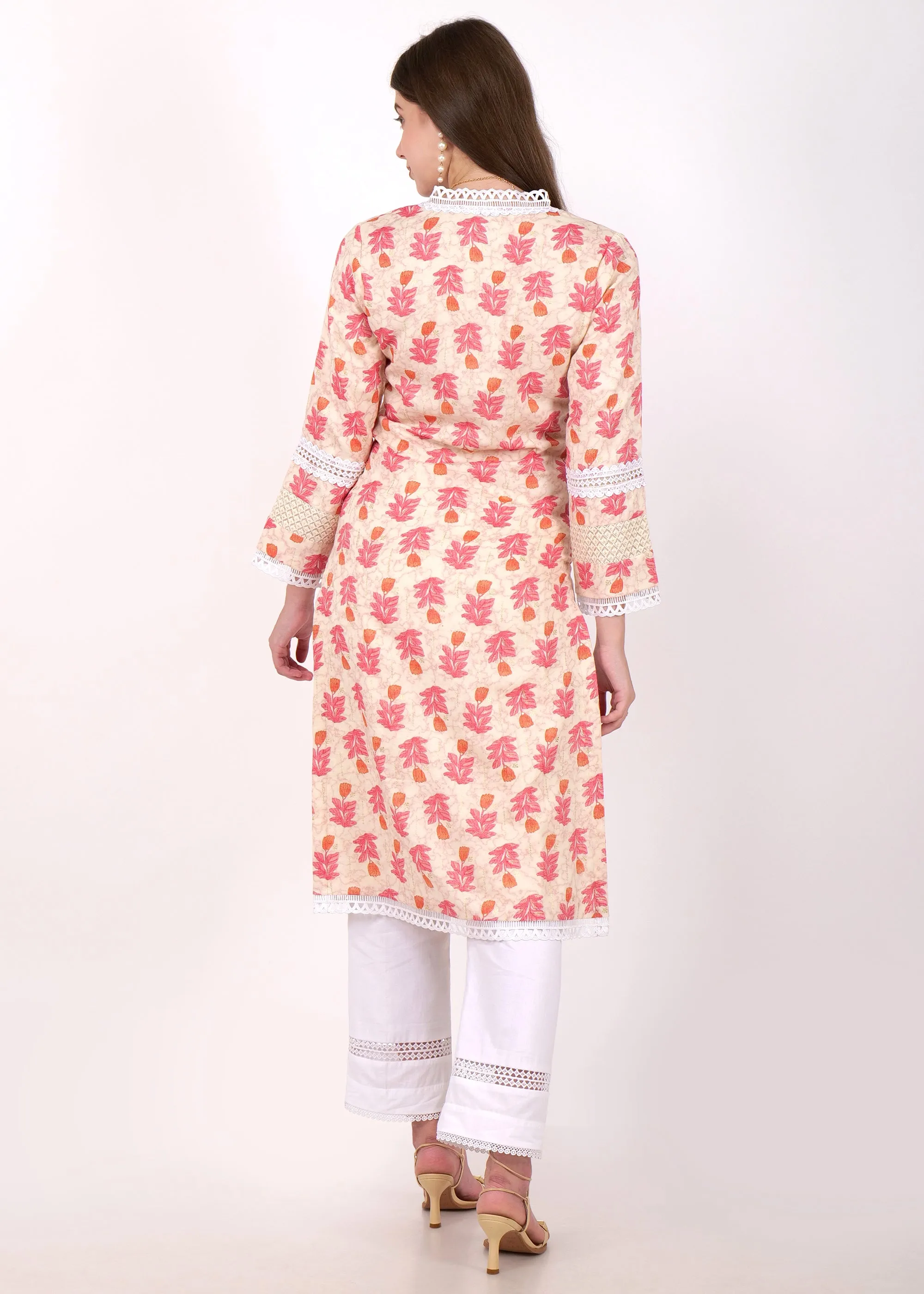 Blossom Beige Floral Kurta Set