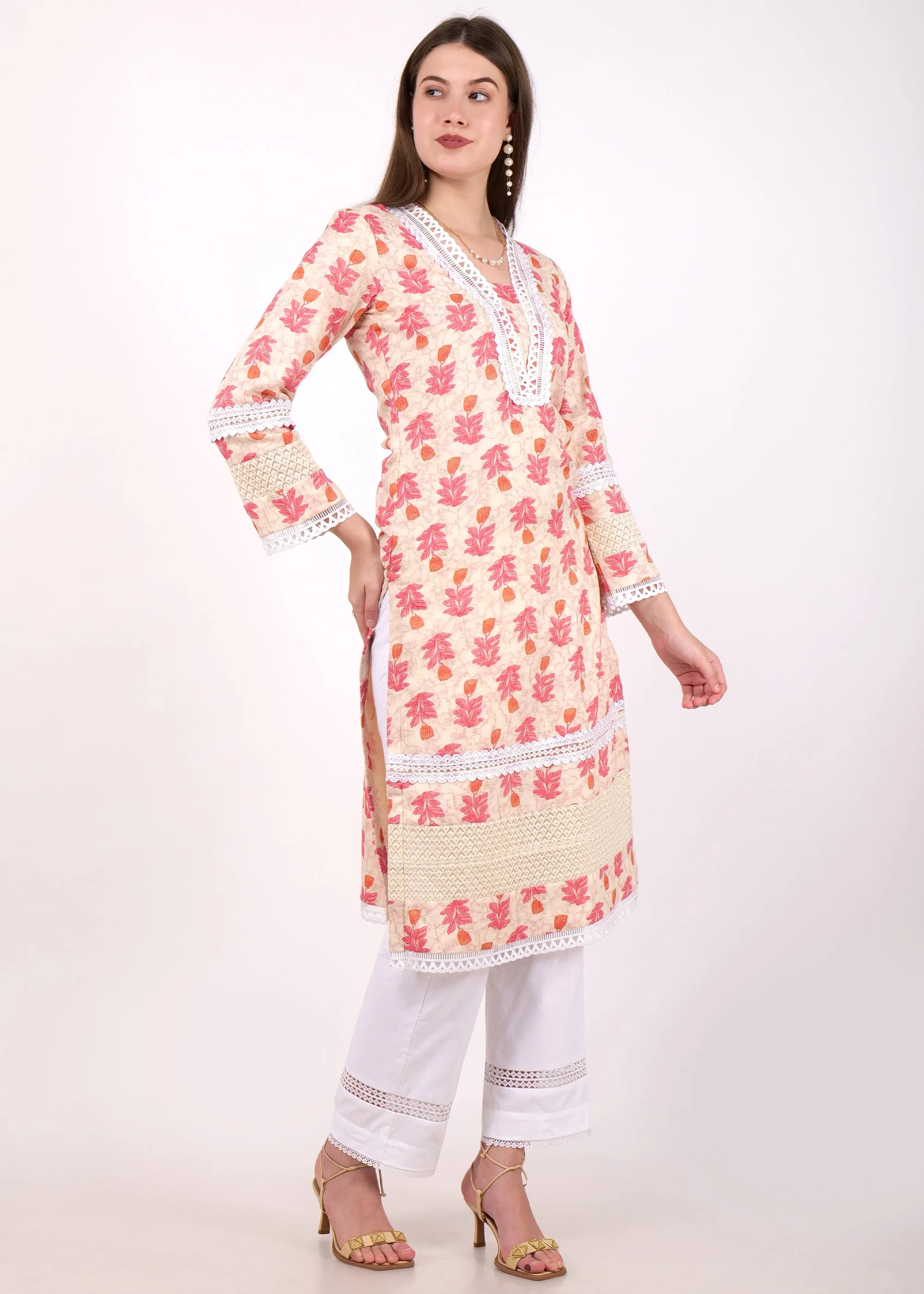 Blossom Beige Floral Kurta Set