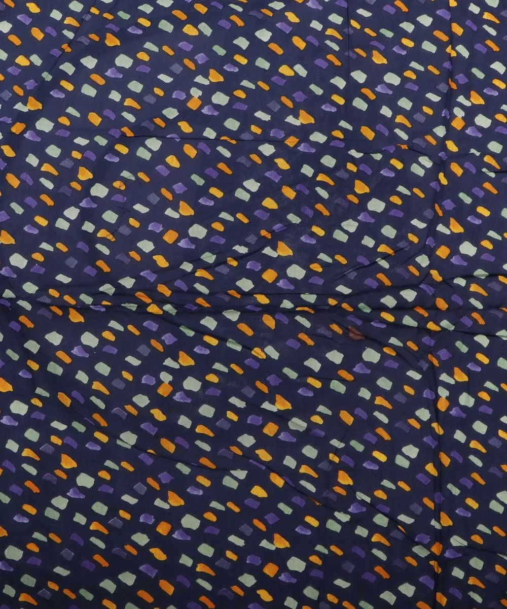 Blue Colour Square Print Rayon Fabric