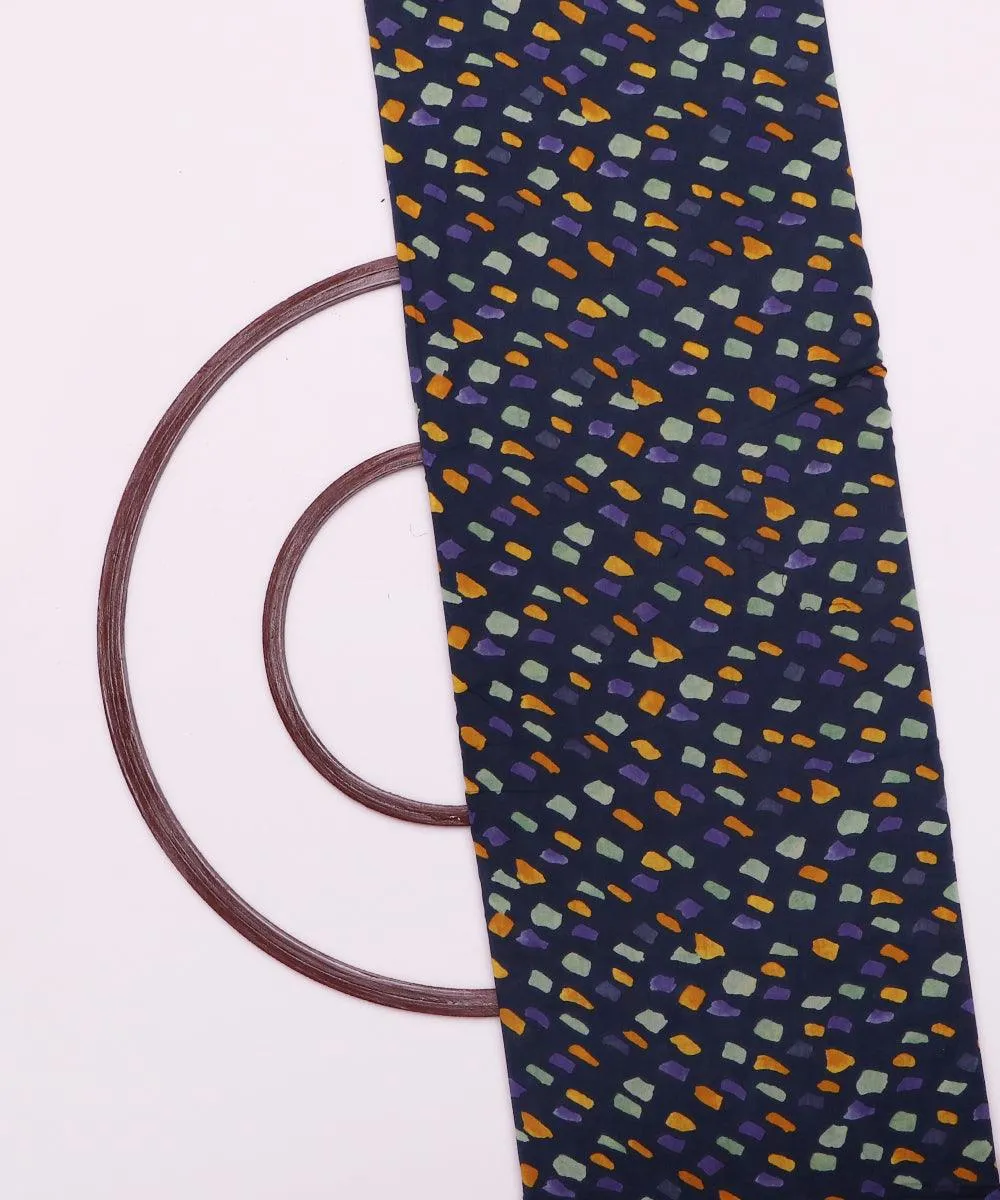 Blue Colour Square Print Rayon Fabric
