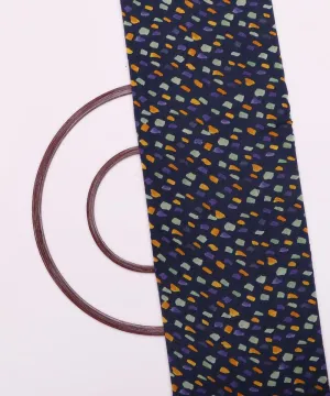 Blue Colour Square Print Rayon Fabric