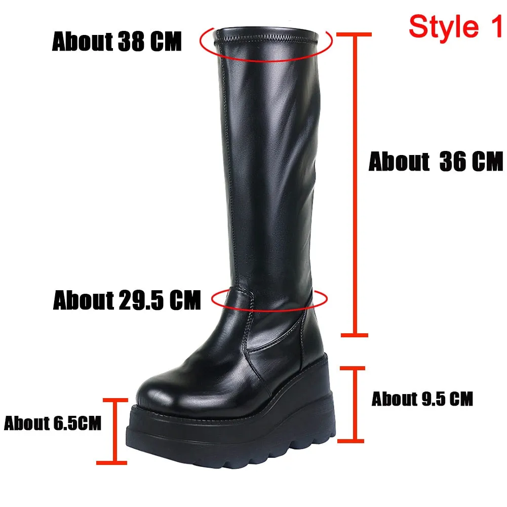 'BONJO MARISA' Mid-Calf Chunky Heel Platform Wedge Boots