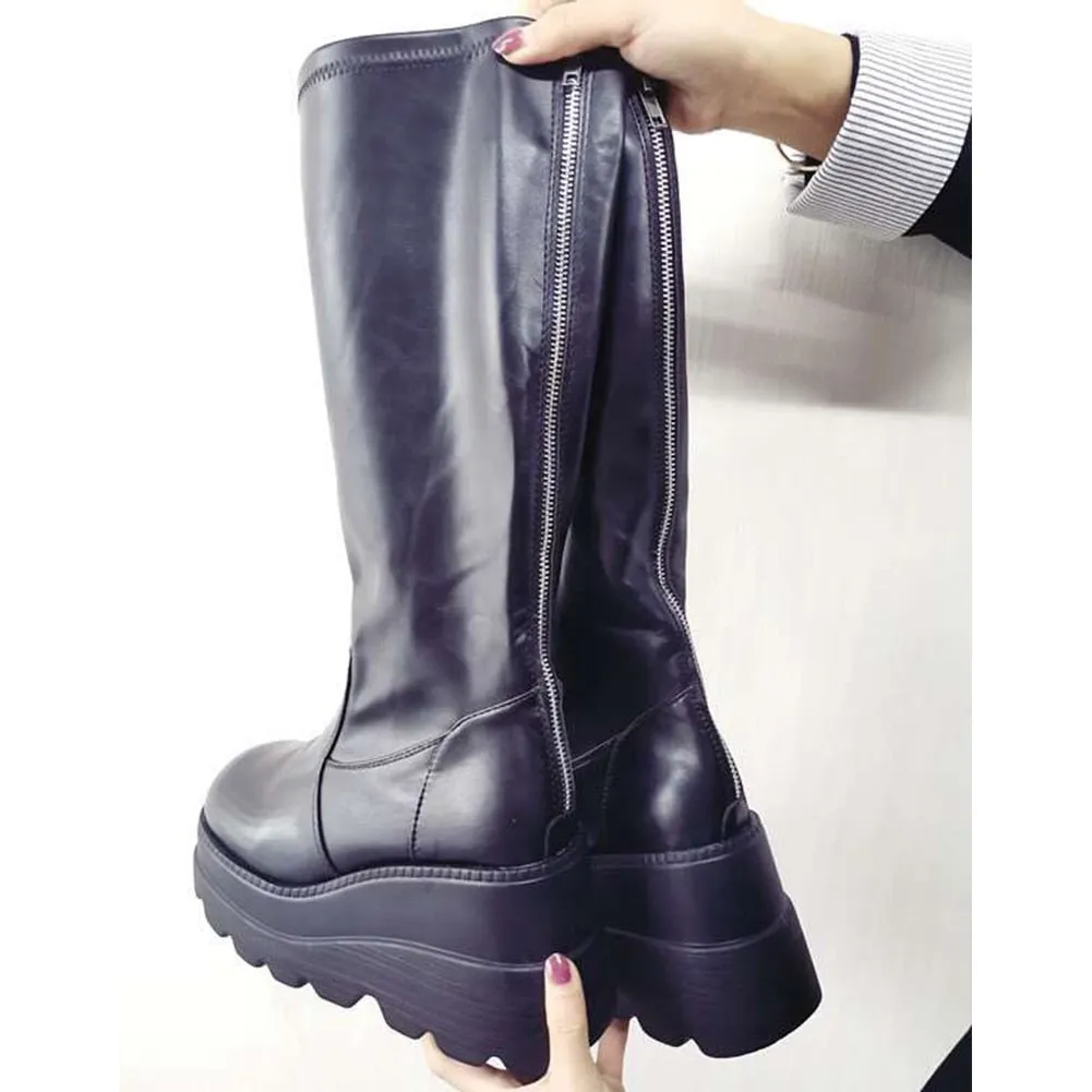 'BONJO MARISA' Mid-Calf Chunky Heel Platform Wedge Boots