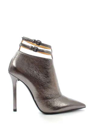 Bottega Veneta Metallic Textured Leather Ankle Boots