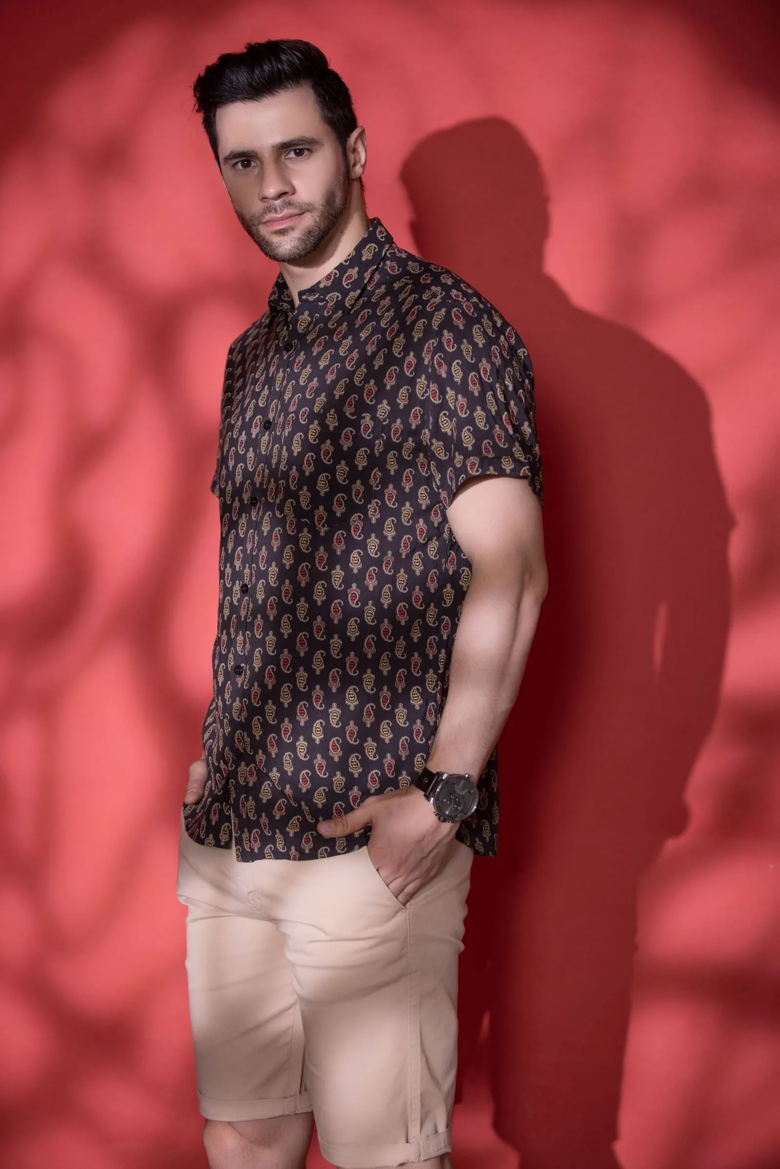 Brown Golden half sleeve shirt