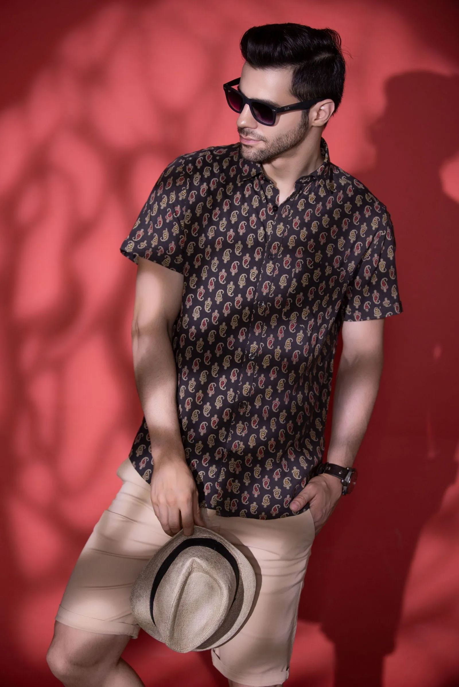 Brown Golden half sleeve shirt