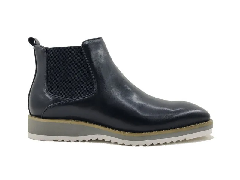 Carrucci men's black pull on boots casual design genuine Leather