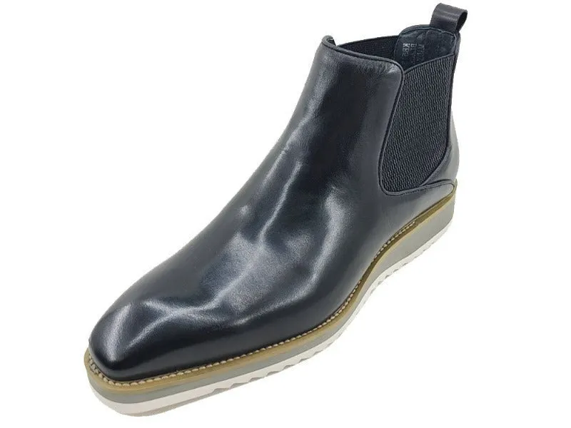 Carrucci men's black pull on boots casual design genuine Leather