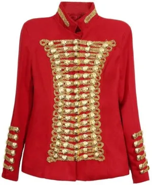 Chain Embellished Jacket in Red