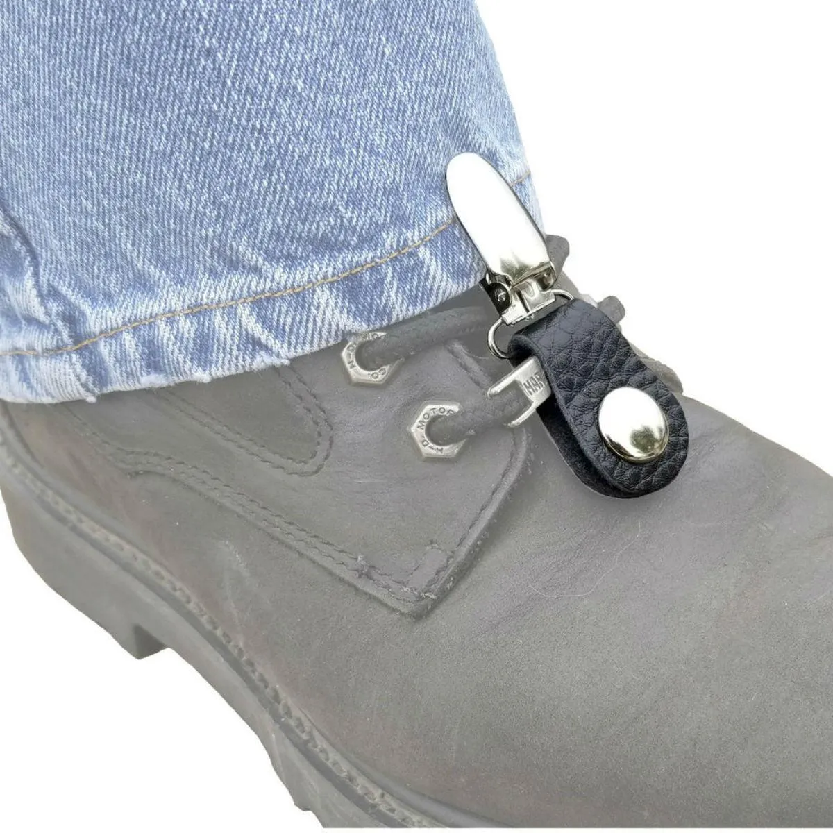 Daniel Smart Boot Clips Buffalo Nickel, Leather, Black/Silver