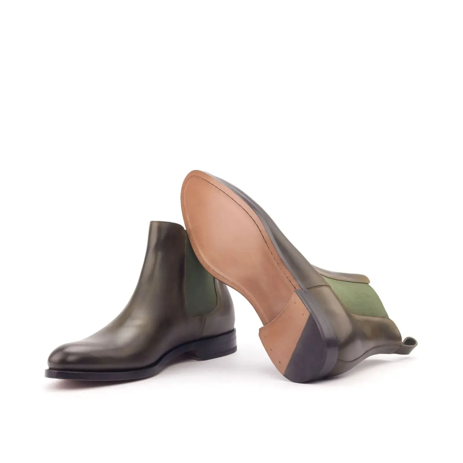 DapperFam Monza in Olive Men's Italian Leather Chelsea Boot