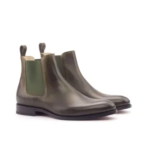 DapperFam Monza in Olive Men's Italian Leather Chelsea Boot