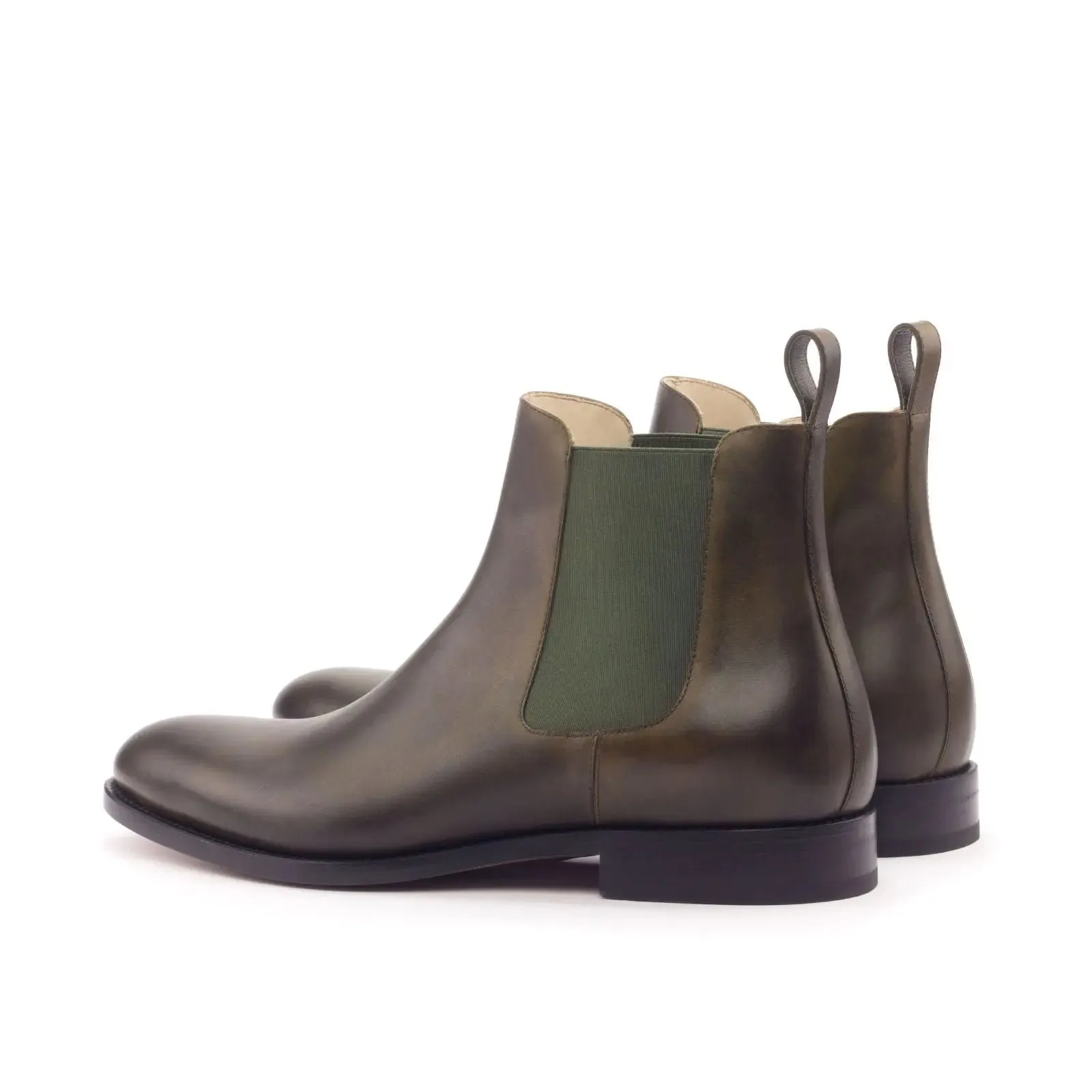 DapperFam Monza in Olive Men's Italian Leather Chelsea Boot