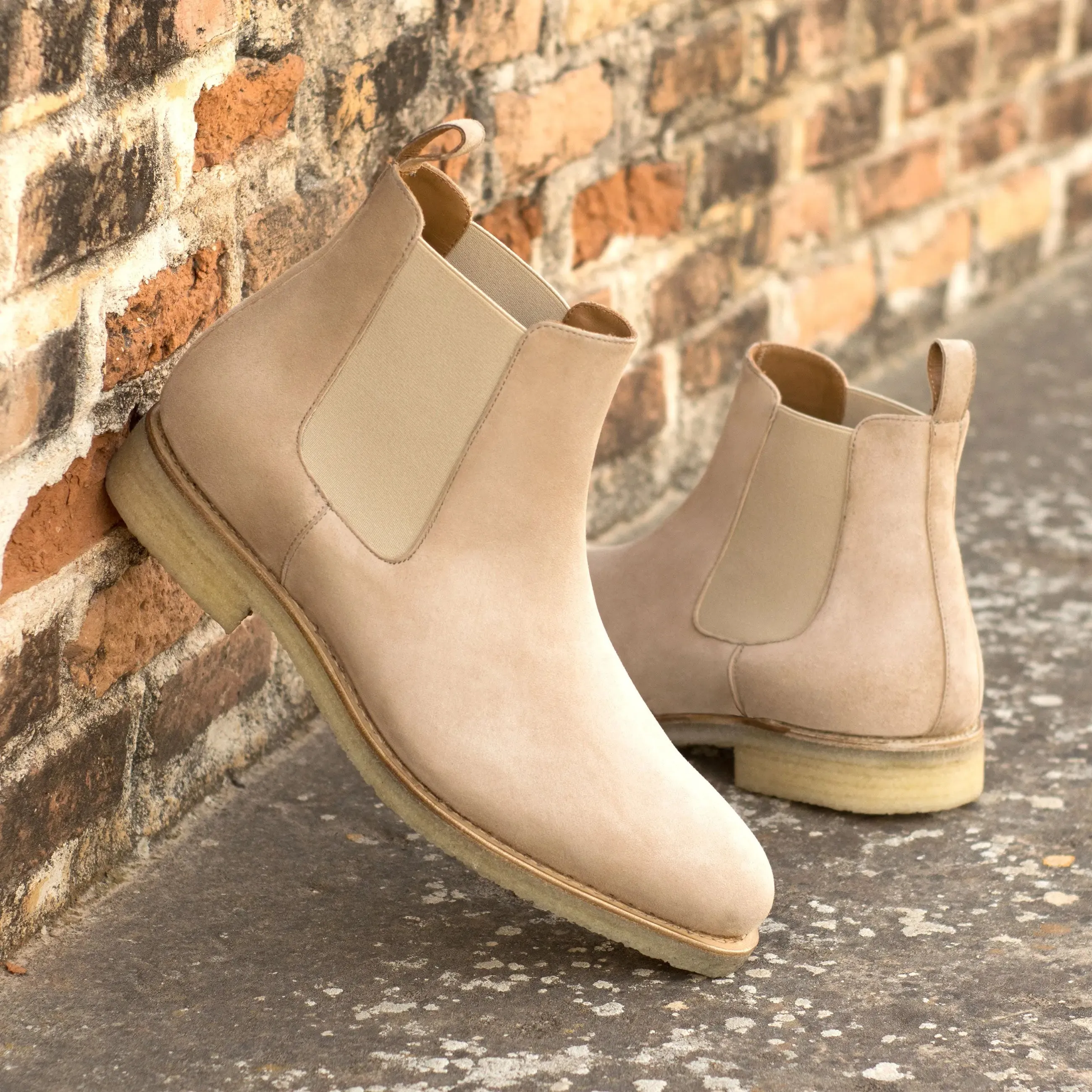 DapperFam Monza in Taupe Men's Italian Suede Chelsea Boot