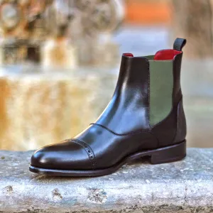 DapperFam Vesuvio in Black Men's Italian Leather Chelsea Multi Boot