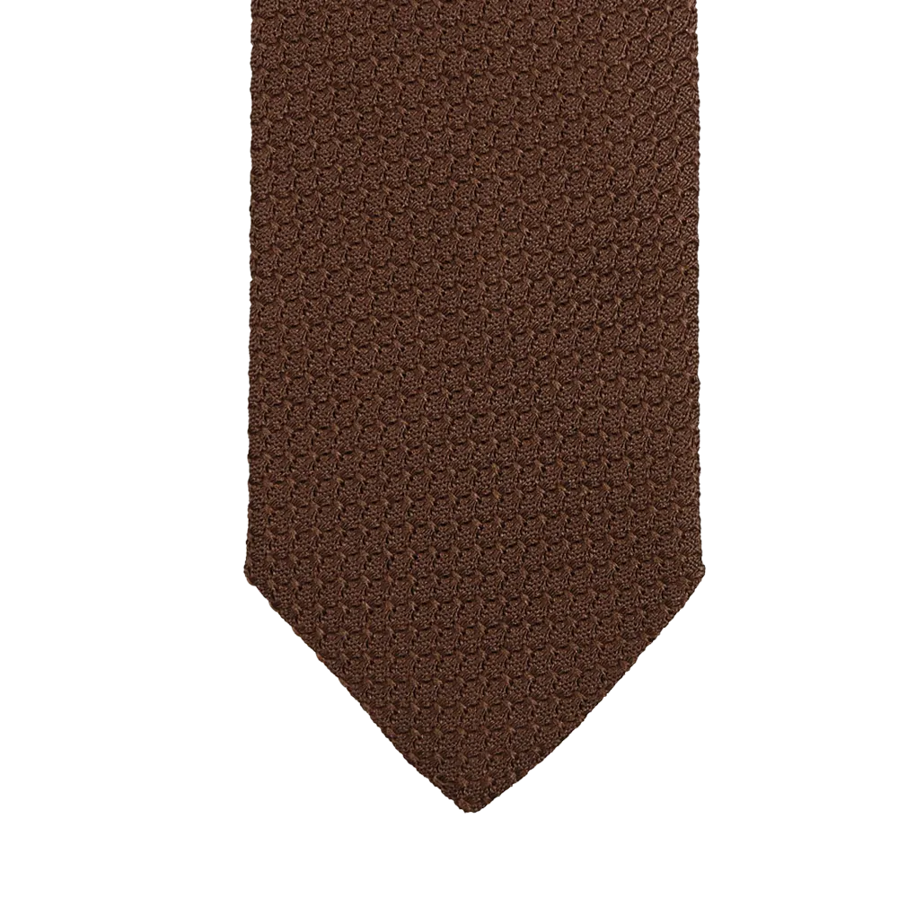 Dark Brown Grenadine Grossa Lined Silk Tie