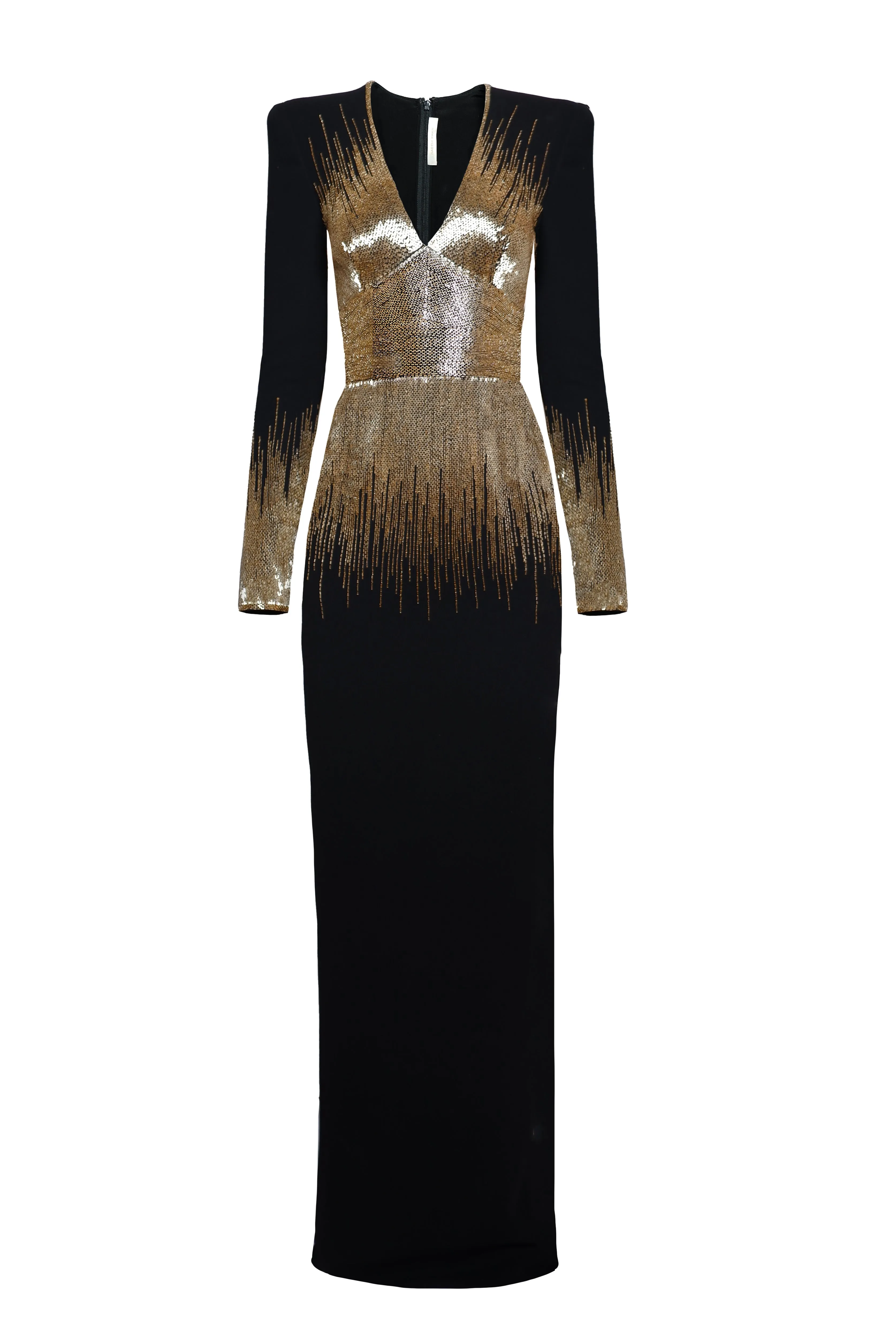 EMBELLISHED BODICE COLUMN GOWN