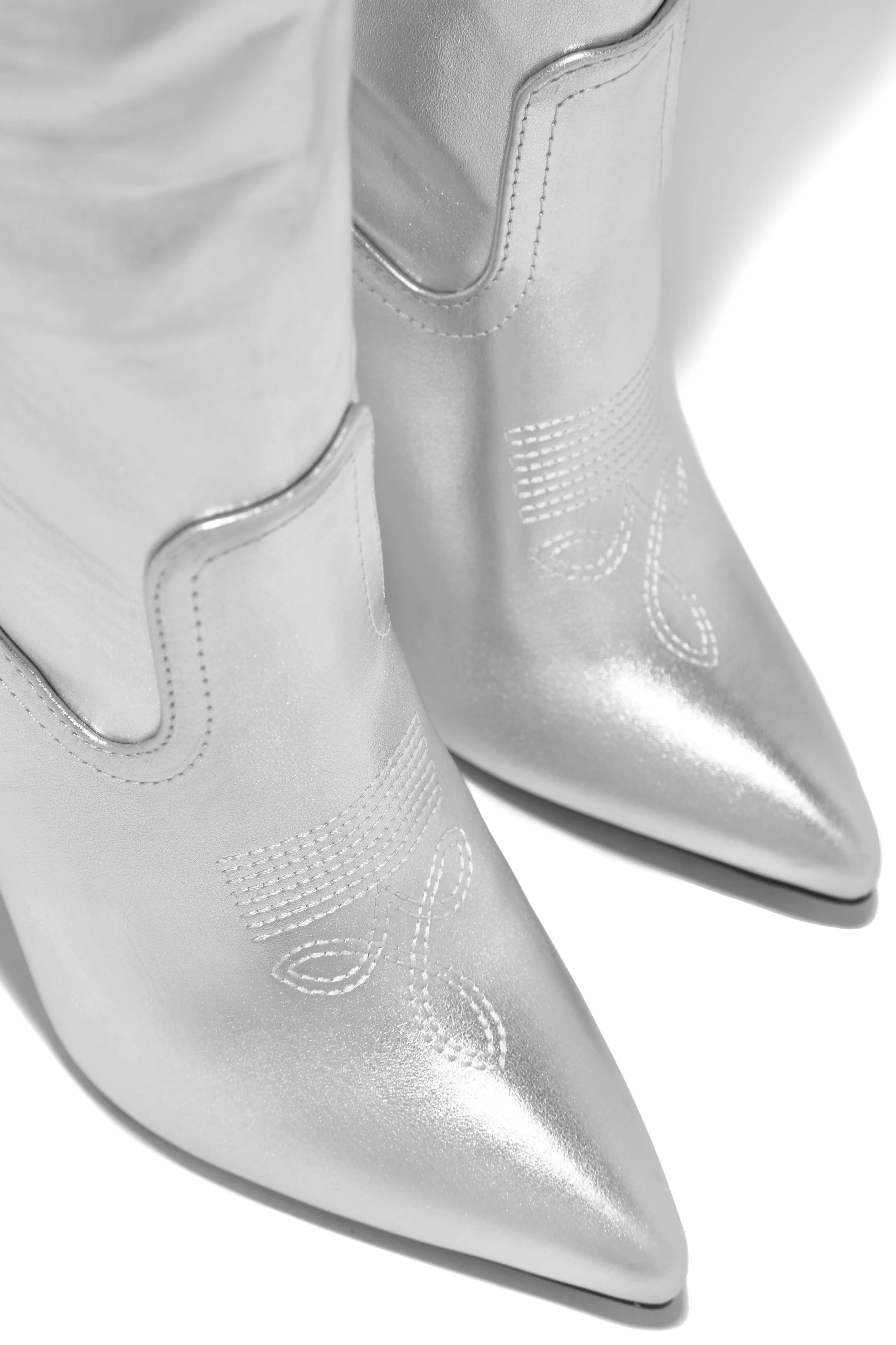 Erin High Heel Boots - Silver