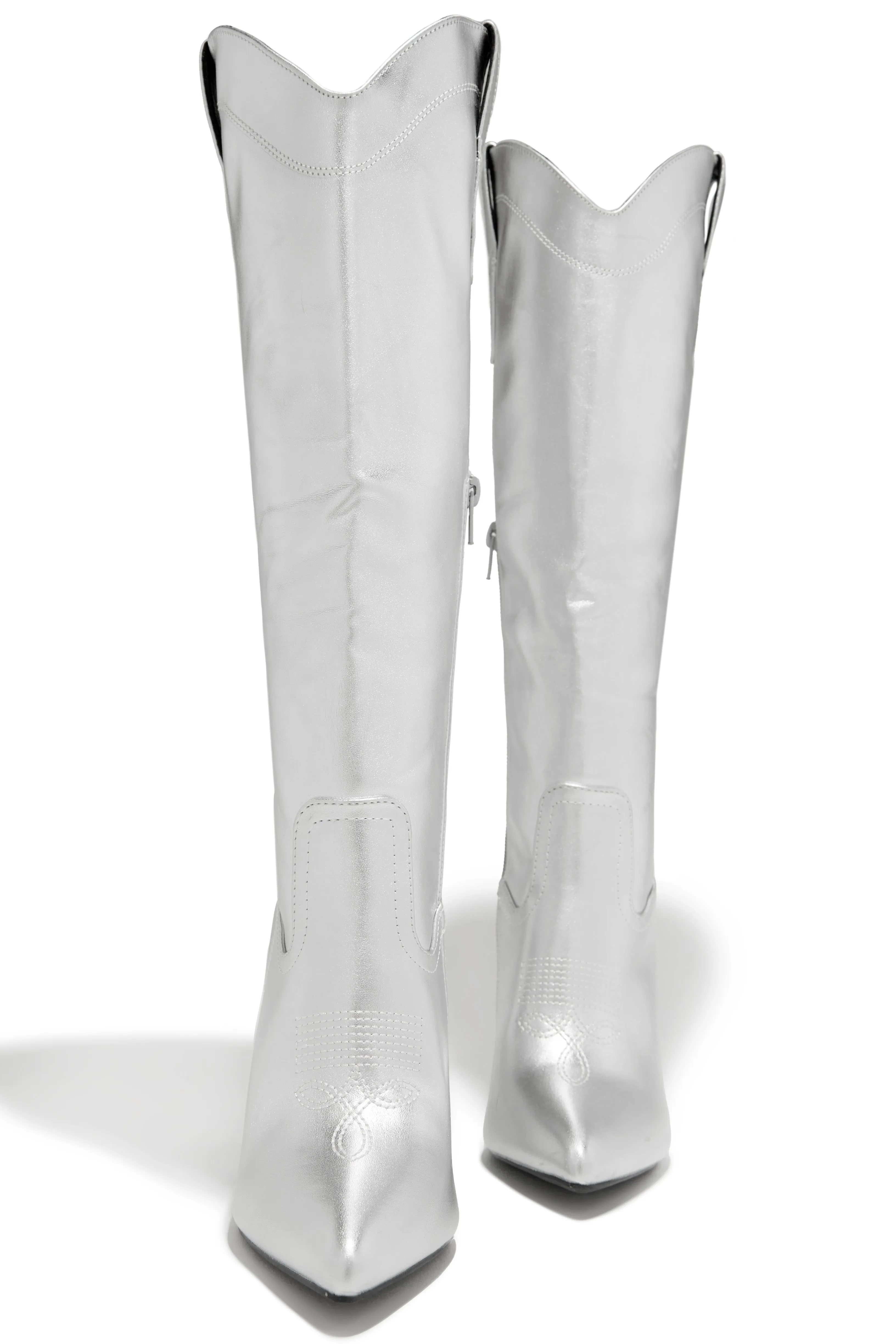 Erin High Heel Boots - Silver