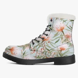 Faux Fur Leather Boots Australian Floral 3