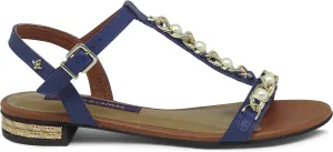 Flat Sandal Navy Gold-tone Embellishments - Cravo e Canela