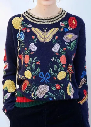 Garden Embroidered Knit Sweater