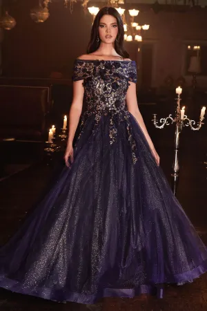Glitter Tulle Ball Gown w/ Strapless Layer