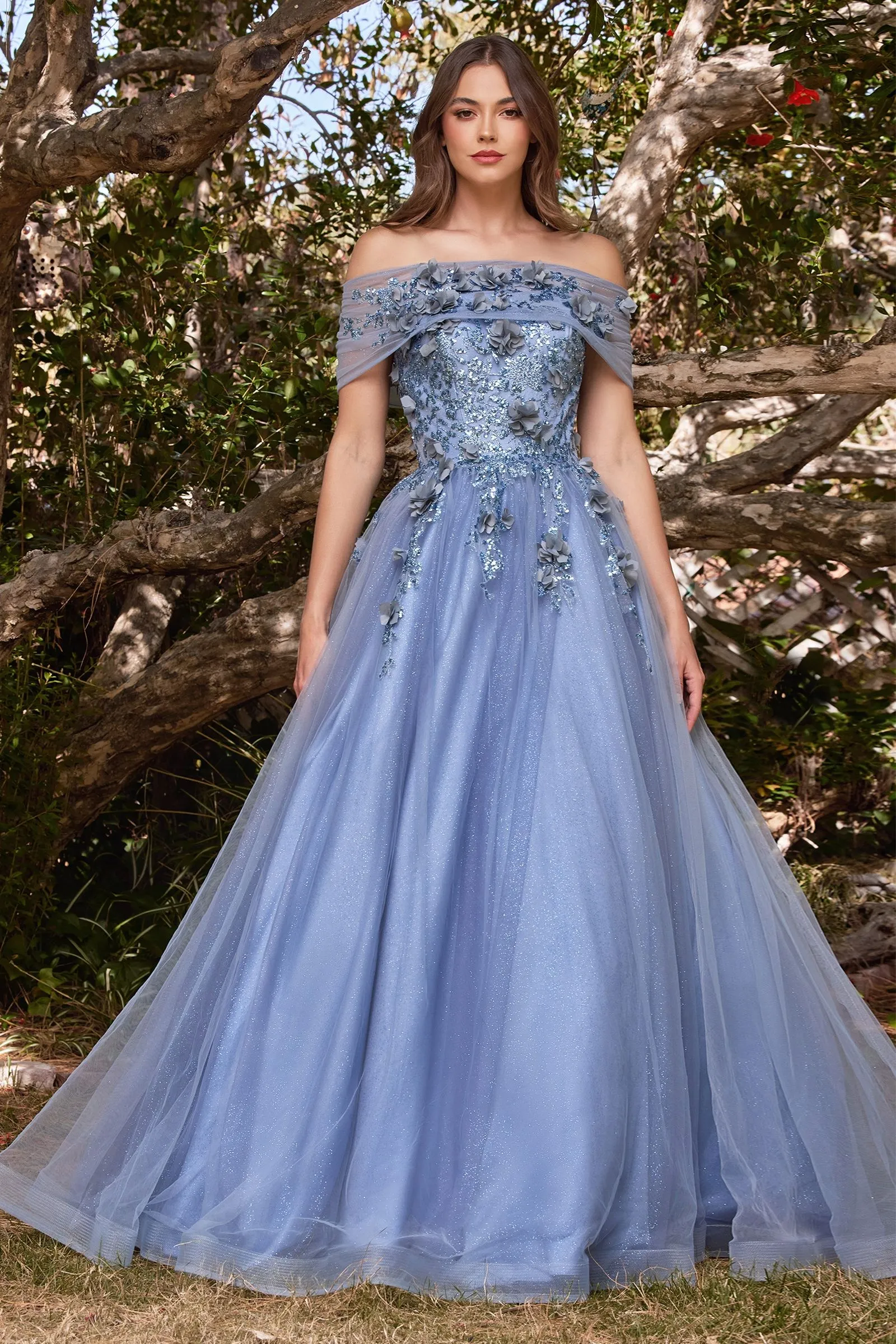 Glitter Tulle Ball Gown w/ Strapless Layer
